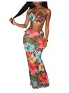 Conjunto de biquíni feminino WDIRARA, fato de banho floral com capa