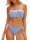 Conjunto de biquíni feminino ZAFUL Bandeau Cheeky Ruffle High Cut, 2 peças Conjunto de biquíni feminino ZAFUL Bandeau Cheeky Ruffle High Cut, 2 peças