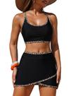 Conjunto de biquíni feminino ZAFUL Color Block com saia envolvente de verão
