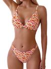 Conjunto de biquíni feminino ZAFUL com estampa floral de cintura alta, 2 peças Conjunto de biquíni feminino ZAFUL com estampa floral de cintura alta, 2 peças