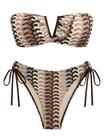 Conjunto de biquíni feminino ZAFUL, sem alças, canelado em V, com fio, marrom, tamanho L Conjunto de biquíni feminino ZAFUL, sem alças, canelado em V, com fio, marrom, tamanho L