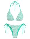 Conjunto de biquíni feminino ZAFUL Triangle Halter String, 2 peças, verde Conjunto de biquíni feminino ZAFUL Triangle Halter String, 2 peças, verde