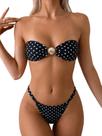 Conjunto de biquíni Floerns feminino de bolinhas Seashell Bandeau Black Conjunto de biquíni Floerns feminino de bolinhas Seashell Bandeau Black