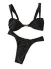 Conjunto de biquíni Floerns, maiô de cintura alta, preto para mulheres