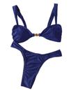 Conjunto de biquíni Floerns, maiô feminino de cintura alta, azul, tamanho M