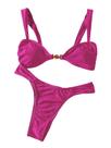 Conjunto de biquíni Floerns, maiô feminino de cintura alta, rosa choque