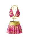 Conjunto de biquíni Floerns, roupa de banho feminina com estampa floral, boho, frente única Conjunto de biquíni Floerns, roupa de banho feminina com estampa floral, boho, frente única