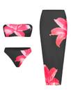 Conjunto de biquíni floral ZAFUL feminino 3 peças com saída de praia