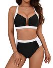 Conjunto de biquíni Hanna Nikole, maiô de cintura alta, preto, GG, feminino