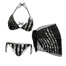 Conjunto de biquíni Irisjudy American Flag para mulheres com capa, 3 peças Conjunto de biquíni Irisjudy American Flag para mulheres com capa, 3 peças