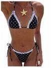 Conjunto de biquíni MakeMechic feminino de bolinhas, tanga triangular, preta