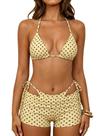 Conjunto de biquíni MakeMeChic feminino de bolinhas, triângulo, amarelo, Y2K