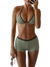Conjunto de biquíni MakeMeChic feminino Halter Triangle Army Green