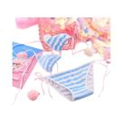 Conjunto De Biquíni Mini Listrado Sexy Lolita Kawaii Para Mulheres Azul Rosa Branco Cosplay Sutiã