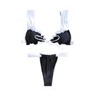Conjunto De Biquíni Preto De Cintura Baixa Com Efeito Push Up, Moda Praia Feminina Em Duas Peças