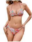 Conjunto de biquíni RoseSeek feminino de leopardo floral multicolorido