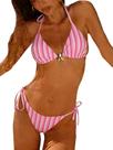 Conjunto de biquíni RoseSeek feminino de leopardo floral rosa/branco