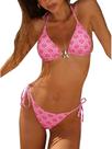 Conjunto de biquíni RoseSeek feminino de leopardo floral rosa quente