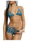 Conjunto de biquíni RoseSeek Gingham xadrez azul xadrez para mulheres