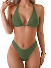 Conjunto de biquíni RoseSeek Triangle Halter Top High Cut Bottom Verde