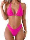 Conjunto de biquíni RoseSeek Triangle Halter Top High Cut Bottom