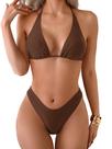 Conjunto de biquíni RoseSeek Triangle Halter Top High Cut Bottom