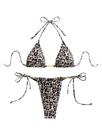 Conjunto de biquíni RoseSeek Zebra Listrado Halter Swimsuit para mulheres