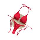 Conjunto De Biquíni Sexy Feminino Com Alças, Cintura Baixa, Cor Sólida, Dois Peças, Triângulo,
