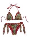 Conjunto de biquíni SOLY HUX com estampa floral de leopardo para mulheres Conjunto de biquíni SOLY HUX com estampa floral de leopardo para mulheres