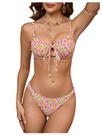 Conjunto de biquíni SOLY HUX feminino Boho com estampa floral Underwire Pink M