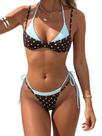 Conjunto de biquíni SOLY HUX feminino de bolinhas, colorido, azul/marrom Conjunto de biquíni SOLY HUX feminino de bolinhas, colorido, azul/marrom