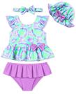Conjunto de biquíni Swimsuit Ghteas Toddler Girl 2-3 T roxo com chapéu