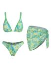 Conjunto de biquíni triangular floral feminino ZAFUL de 3 peças Conjunto de biquíni triangular floral feminino ZAFUL de 3 peças