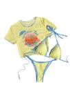 Conjunto de biquíni Verdusa Cheeky Halter com capa amarela