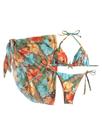 Conjunto de biquíni Verdusa Floral Halter Triangle com saia coberta Conjunto de biquíni Verdusa Floral Halter Triangle com saia coberta