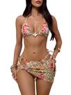 Conjunto de biquíni Verdusa Floral Leopard Halter com saia coberta