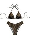 Conjunto de biquíni Verdusa Polka Dots Halter Backless High Cut Coffee