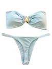 Conjunto de biquíni WDIRARA feminino sem alças, tanga brasileira, azul