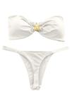 Conjunto de biquíni WDIRARA feminino sem alças, tanga brasileira branca