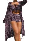 Conjunto de biquíni WDIRARA Geo Print, roupa de banho com quimono