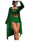 Conjunto de biquíni WDIRARA, maiô feminino com estampa geográfica, verde escuro