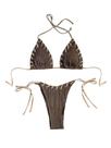 Conjunto de biquíni WDIRARA, maiô feminino Halter Triangle, marrom