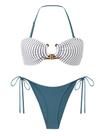 Conjunto de biquíni ZAFUL Bandeau Triangle High Cut Blue Stripe para mulheres