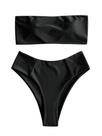 Conjunto de biquíni ZAFUL feminino de corte alto sem alças preto Conjunto de biquíni ZAFUL feminino de corte alto sem alças preto