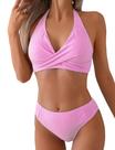 Conjunto de biquíni ZAFUL Halter de cintura alta para controle de barriga para mulheres