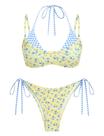 Conjunto de biquíni ZAFUL, maiô feminino de bolinhas de dupla camada, amarelo