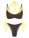 Conjunto de biquíni ZAFUL, maiô feminino de bolinhas de dupla camada, marrom