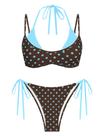 Conjunto de biquíni ZAFUL, maiô feminino de bolinhas de dupla camada, marrom