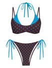 Conjunto de biquíni ZAFUL, maiô feminino de bolinhas de dupla camada, marrom