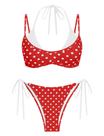 Conjunto de biquíni ZAFUL, maiô feminino de bolinhas de dupla camada, vermelho